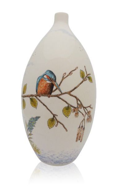 hand painted cremation urn Kingfisher