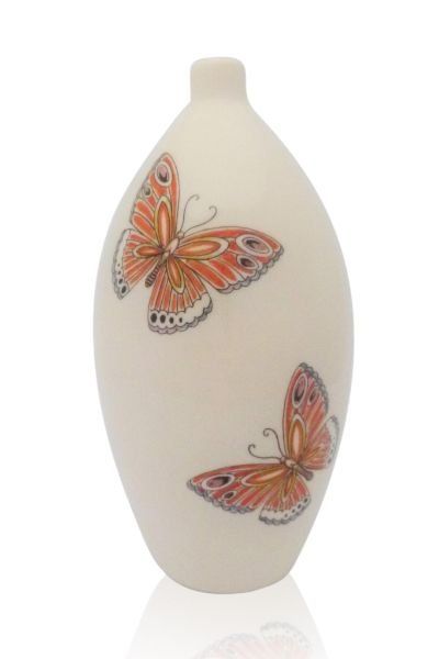 hand painted cremation urn Orange Butterflies