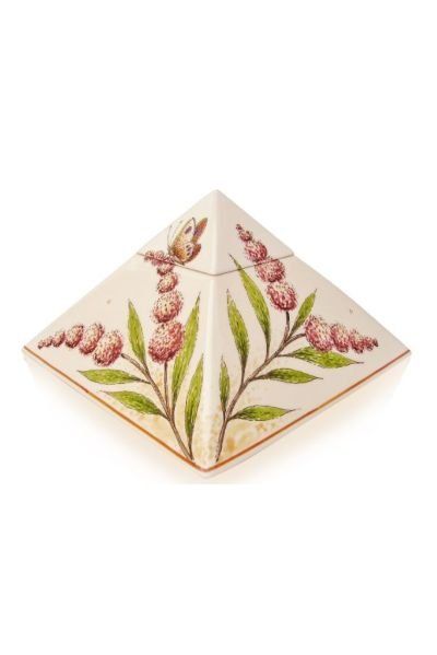hand painted cremation urn Pyramid Butterfly  on Butterfly Bush