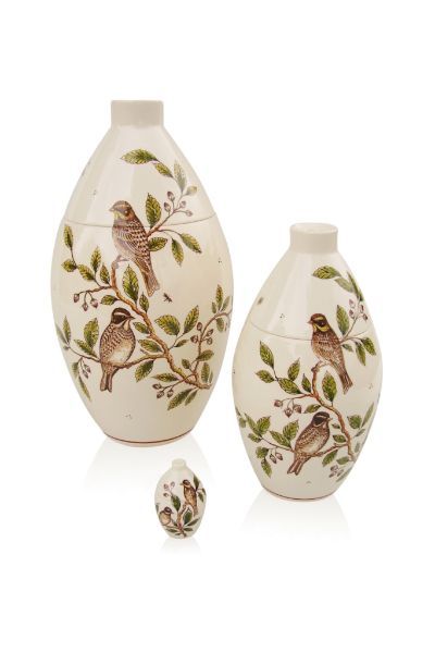 hand painted cremation urn Birds A.