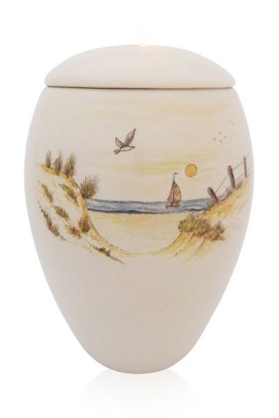 hand painted cremation urn Beach / Sea view