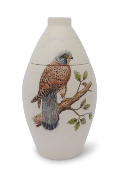 hand painted cremation urn Kestrel