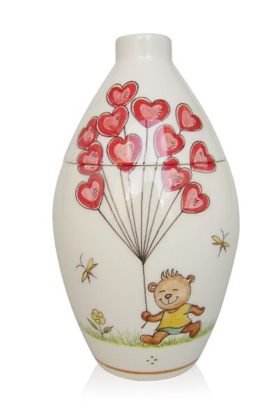 Hand painted child urn Bear with balloons