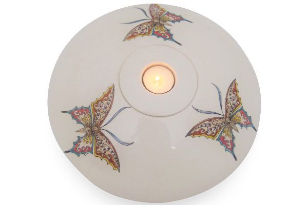 Hand painted urn bowl 3 butterflies