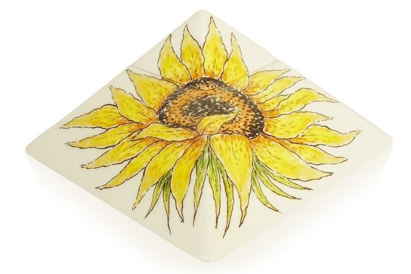 Hand painted pyramid urn Sunflower