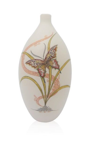 hand painted cremation urn Butterfly Art Nouveau