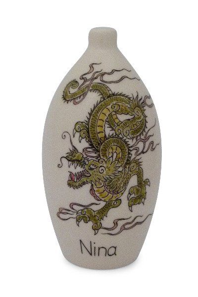 hand painted cremation urn Chinese Dragon