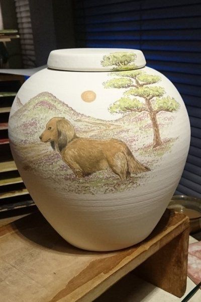 Urn pet , hand painted