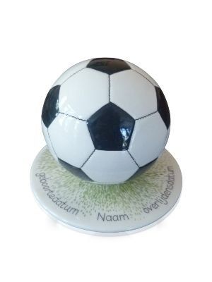 voetbalurn met grasdecor en naam/datums