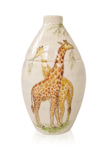 hand painted cremation urn Giraffes