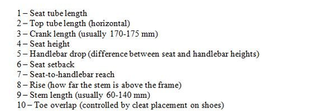 Bike dimensions