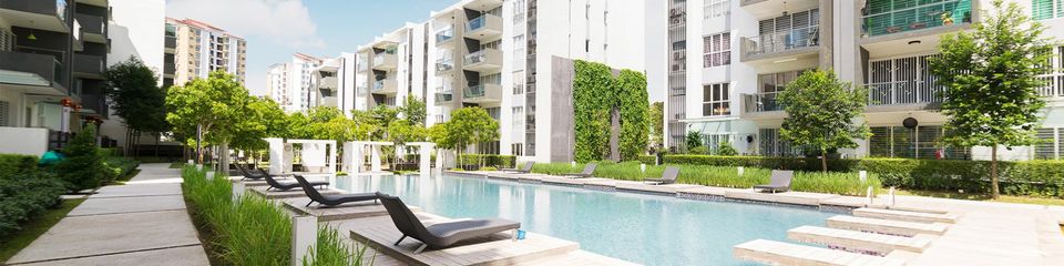 modern residential building with pool