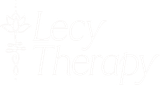 The logo for lecy therapy has a lotus flower on it.