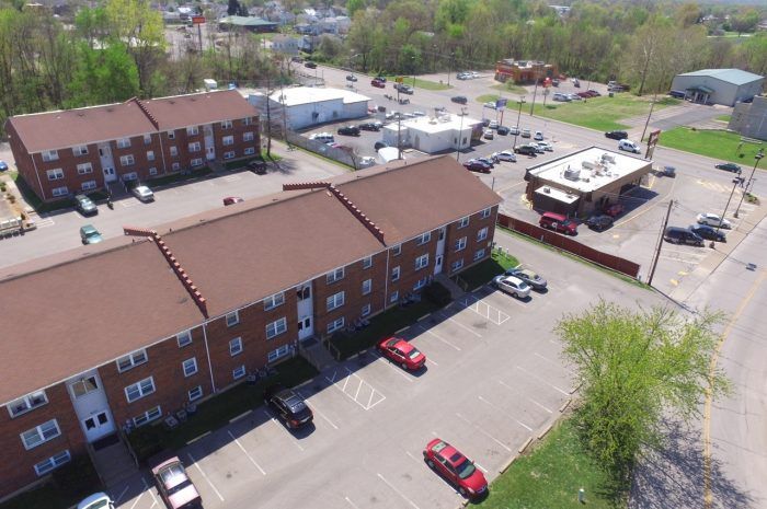 Aerial view of Fairway Plaza Apartments