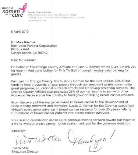 Susan G. Komen Letter