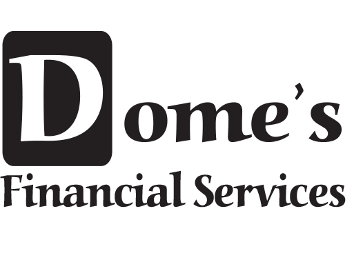 A black and white logo for dome 's financial services