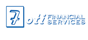 A blue and white logo for financial services