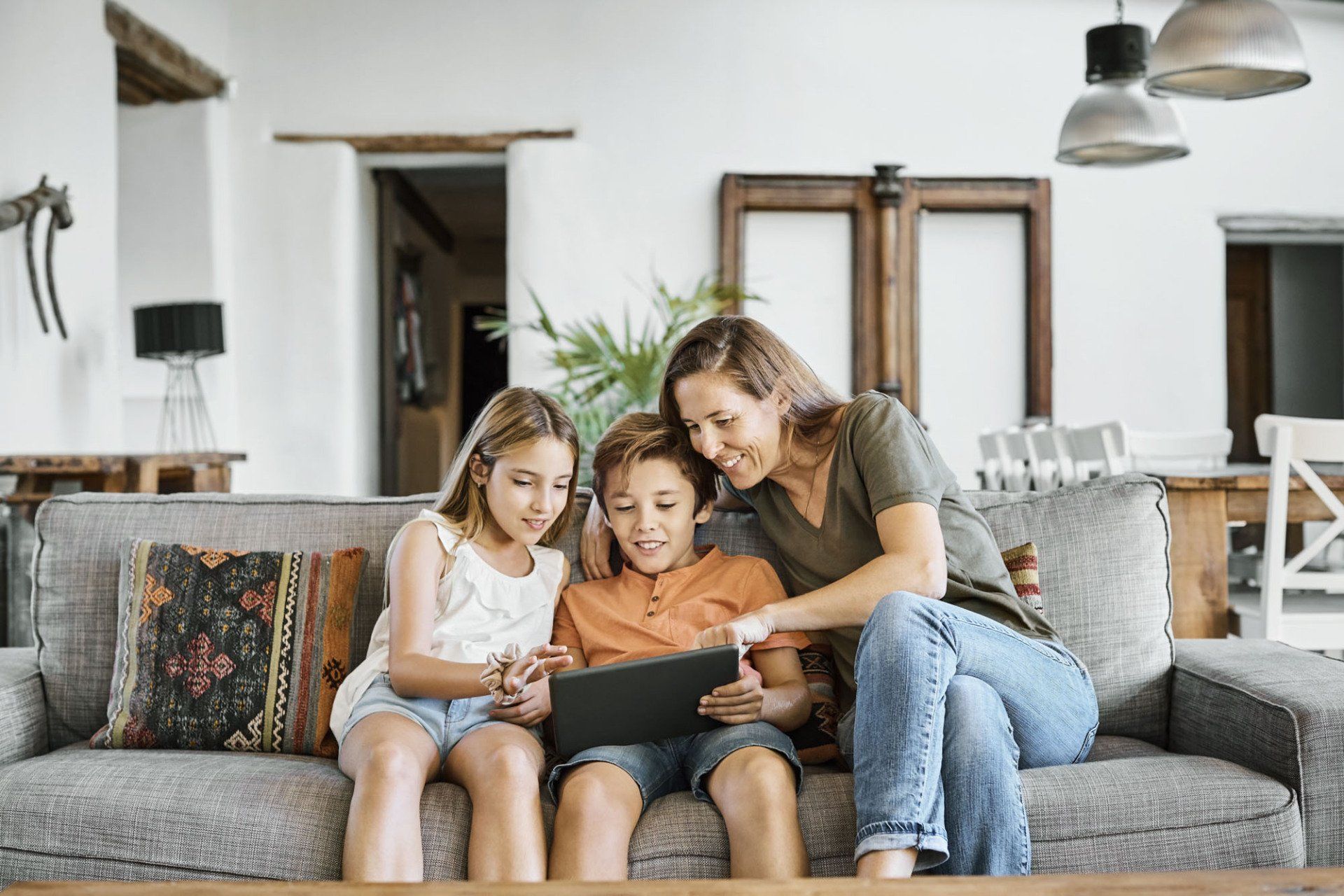 family in home