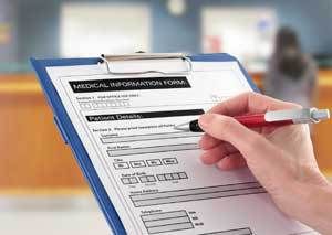 filling out doctor's office form
