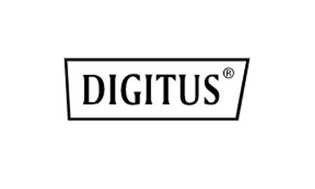 A black and white logo for digitus on a white background.