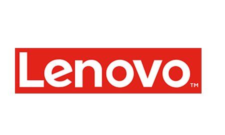 The lenovo logo is red and white on a white background.