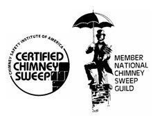 Certified Chimney Sweep logo with a chimney sweep figure and umbrella, plus text