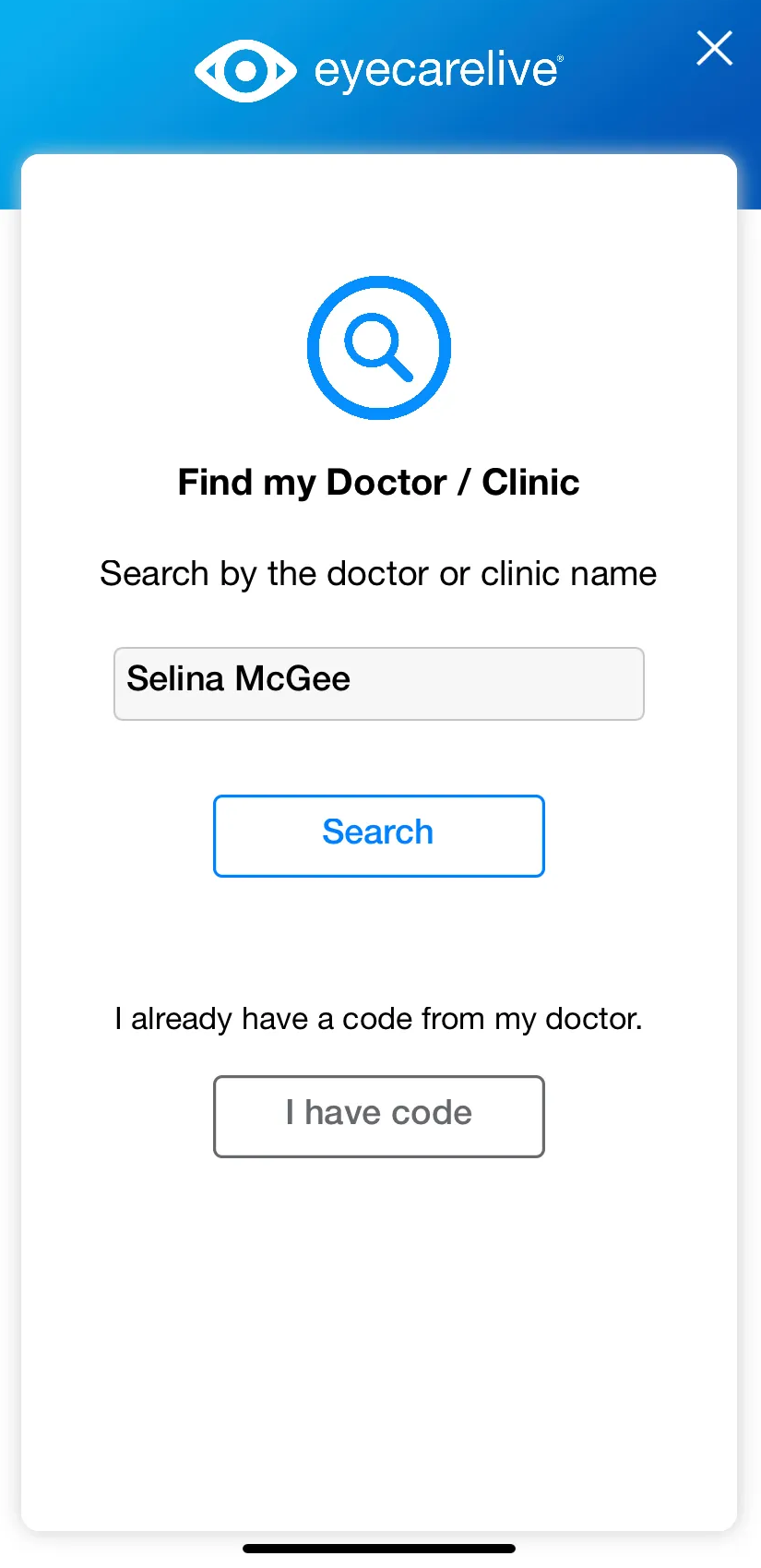 A screenshot of a phone screen that says `` find my doctor / clinic ''.