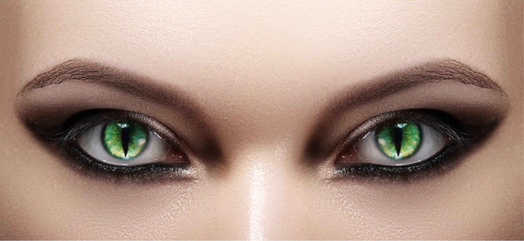 Woman with theatrical contacts