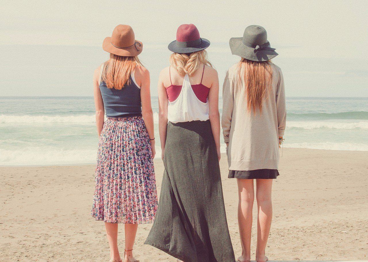 three women on the beach