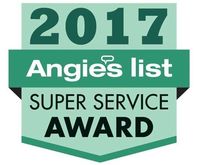 2017 Angie’s List Super Service Award badge in green and white