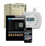 Assorted medical alert devices with base stations and wearable pendants on a white background