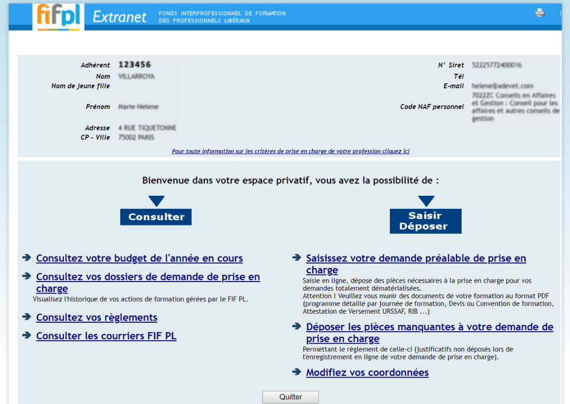 demande dossier fif-pl vétérinaire