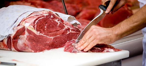 Butcher Cutting Meat Butcher Cutting Meat