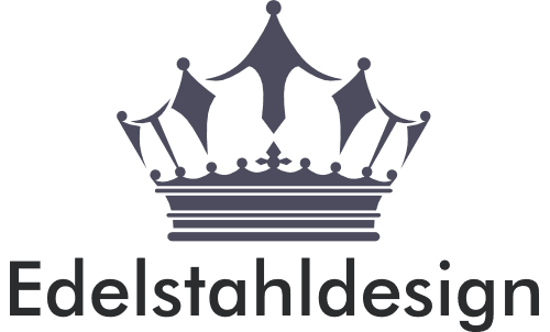 Das Logo von Edelstahldesign ist eine Krone mit Diamanten darauf.