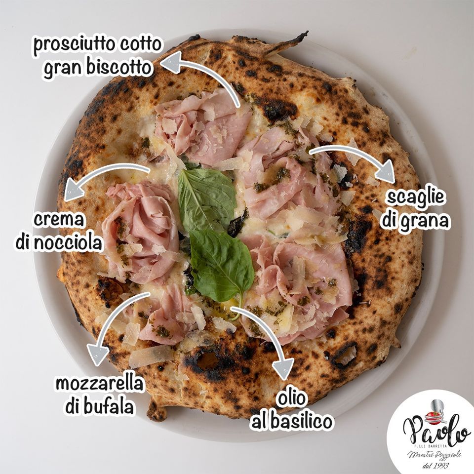 pizza napoletana con cotto e scaglie di grana