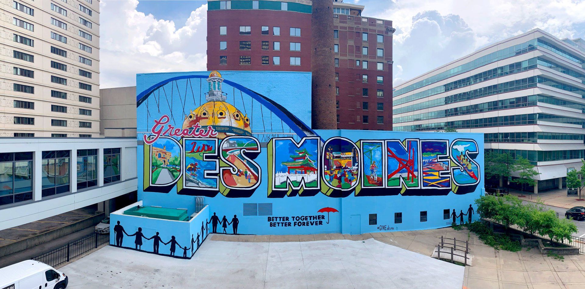 Ben Schuh mural, Des Moines, Iowa