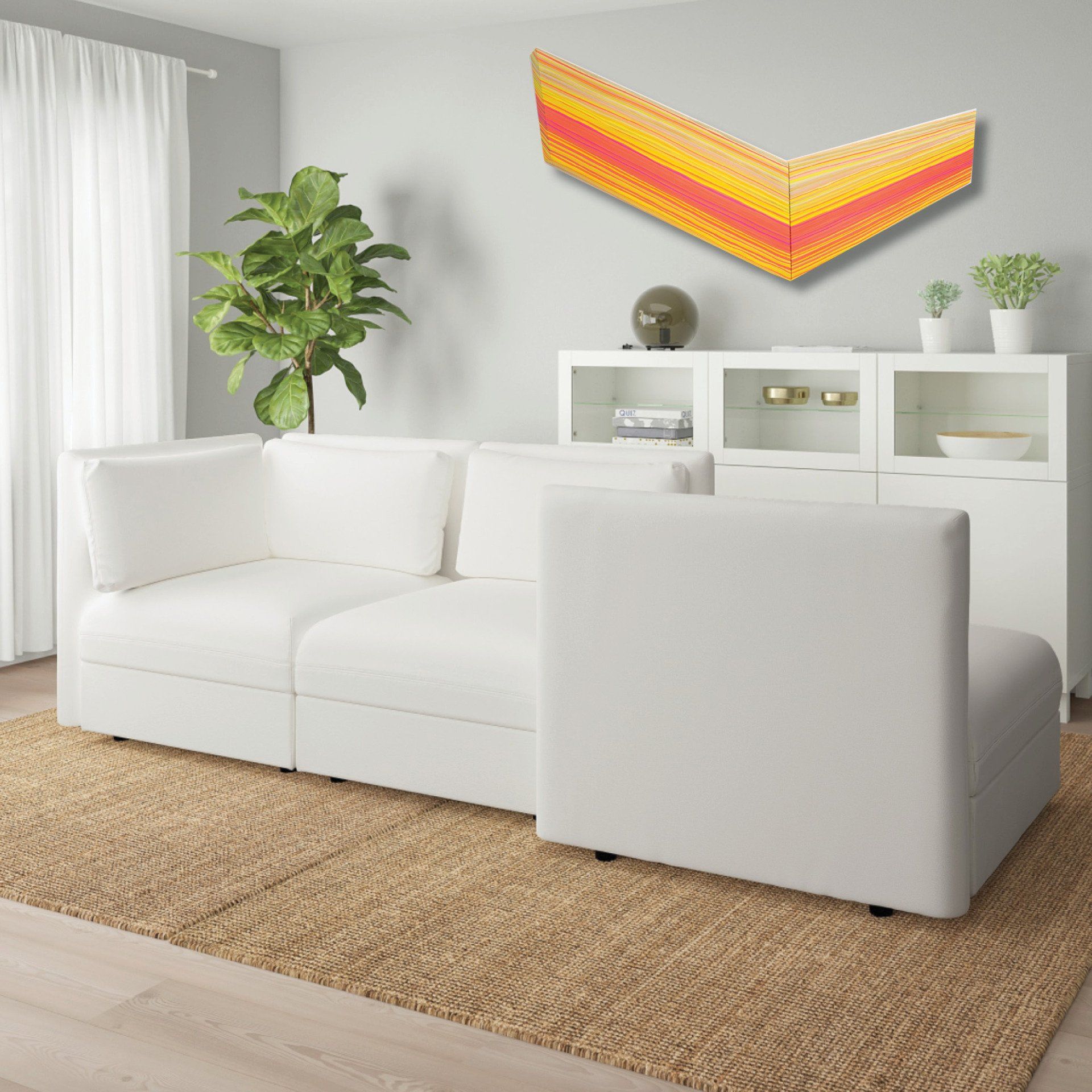 Jen Pack, Orange Takes Flight, Fabric, Thread and Wood, 33 x 80 x 3.50 in, $9200 ($920/mo)