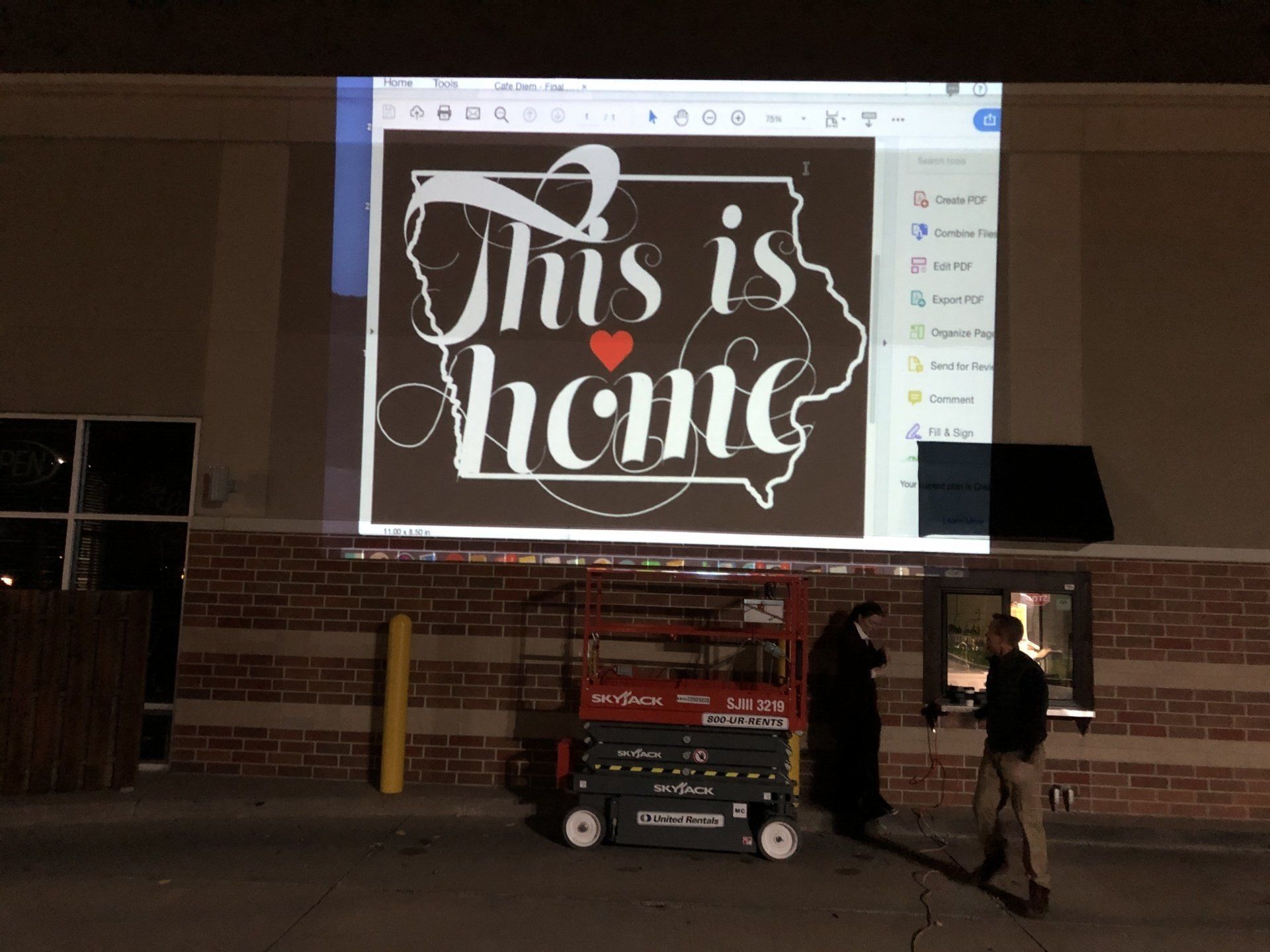 Cafe Diem mural, projection