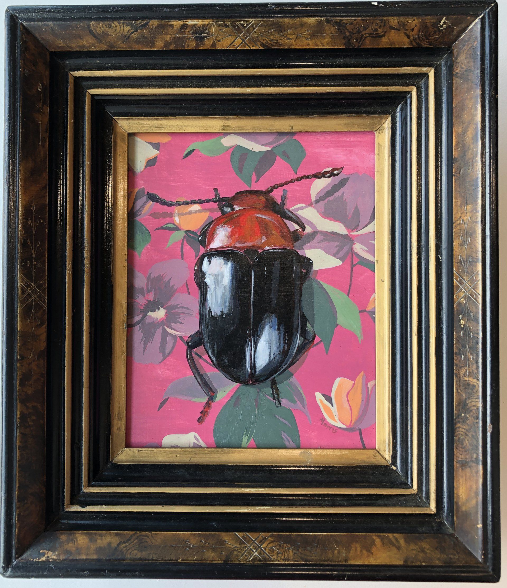 Kevin Brent Morris, On Pink Floral, Acrylic on panel, 15 x 13 in, $900, Available at the gallery