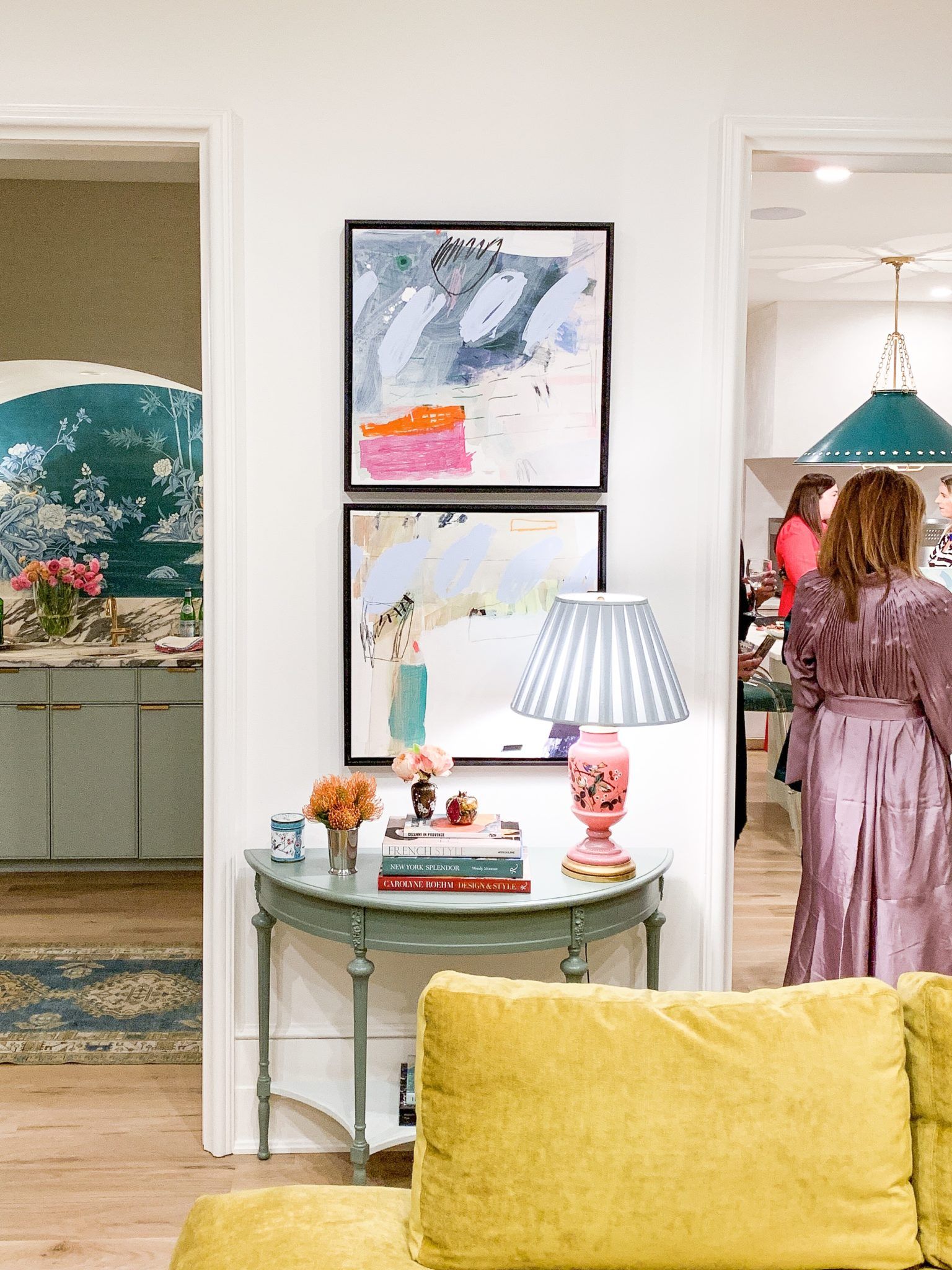 Example of larger pieces on a smaller wall, artwork by Allison James