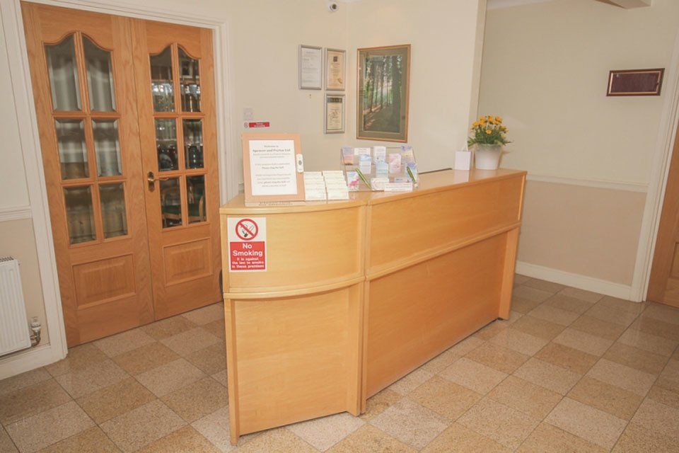 Funeral director's reception desk
