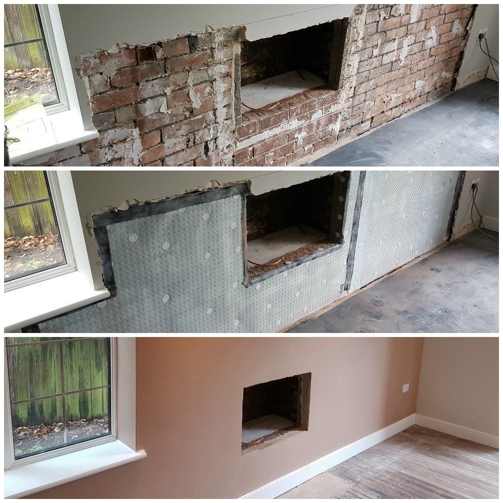 Holes drilled into the wall