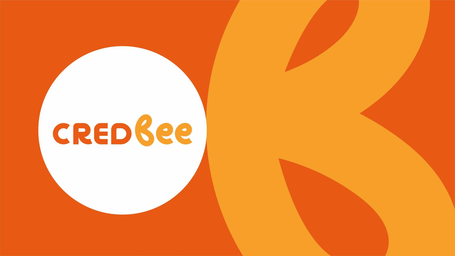 Logotipo da CRED Bee em fundo laranja com um círculo branco e ilustração de uma abelha laranja.