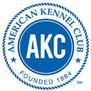 A blue and white logo for the american kennel club.