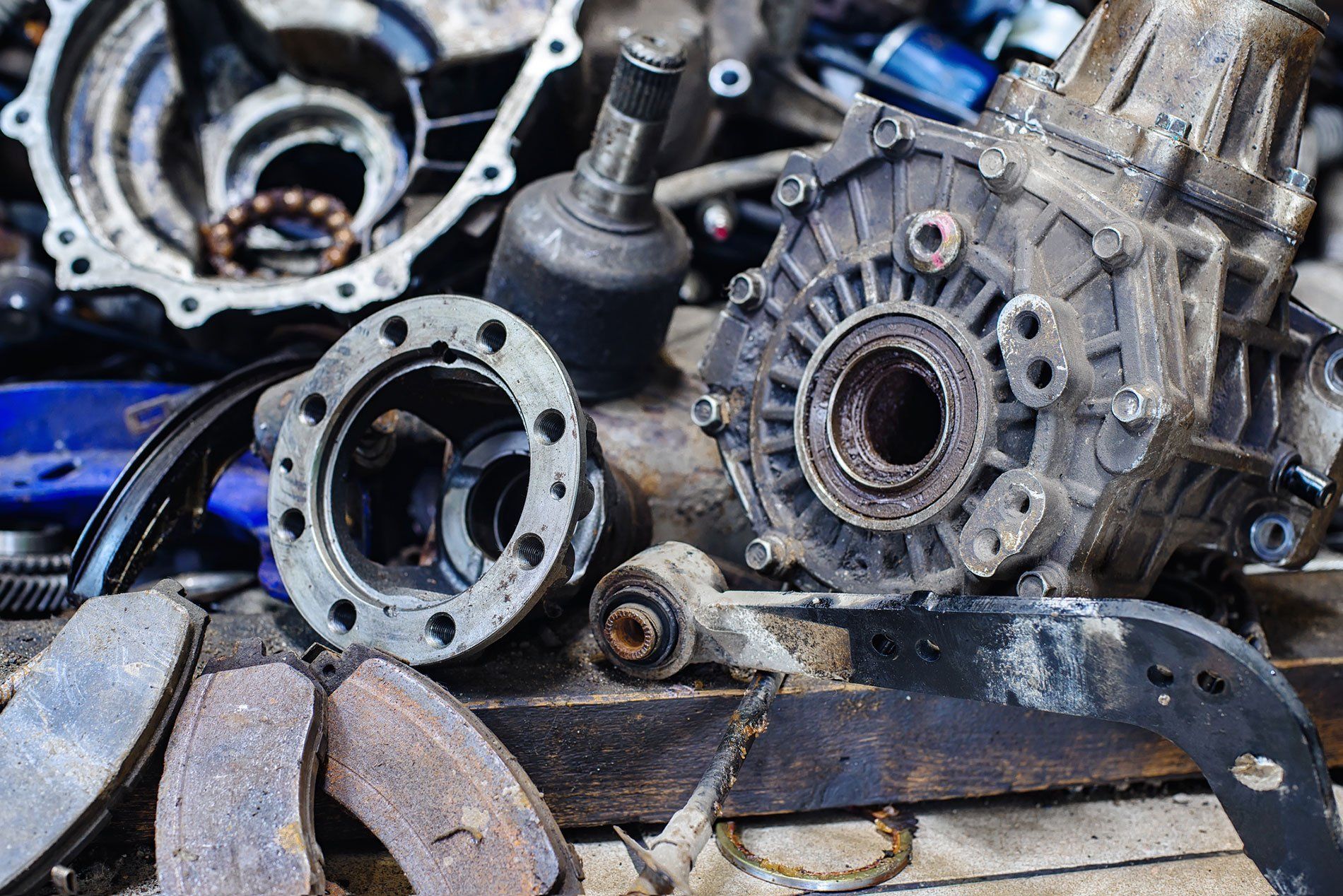 Old car parts with shallow depth of field