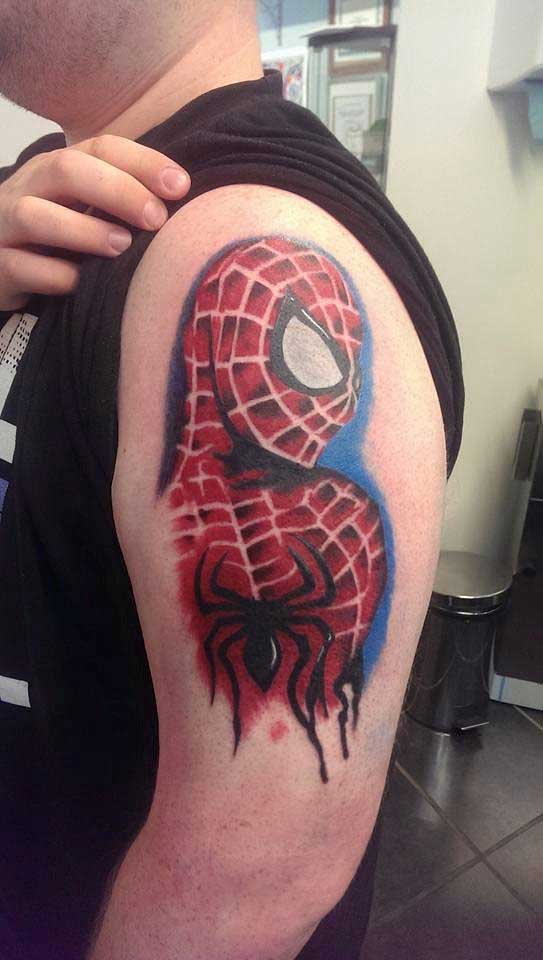 spiderman shoulder tattoo