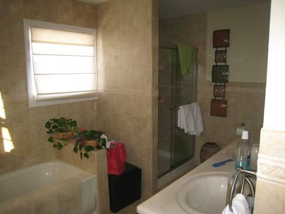 new wall tiles, new shower in remodeled bathroom