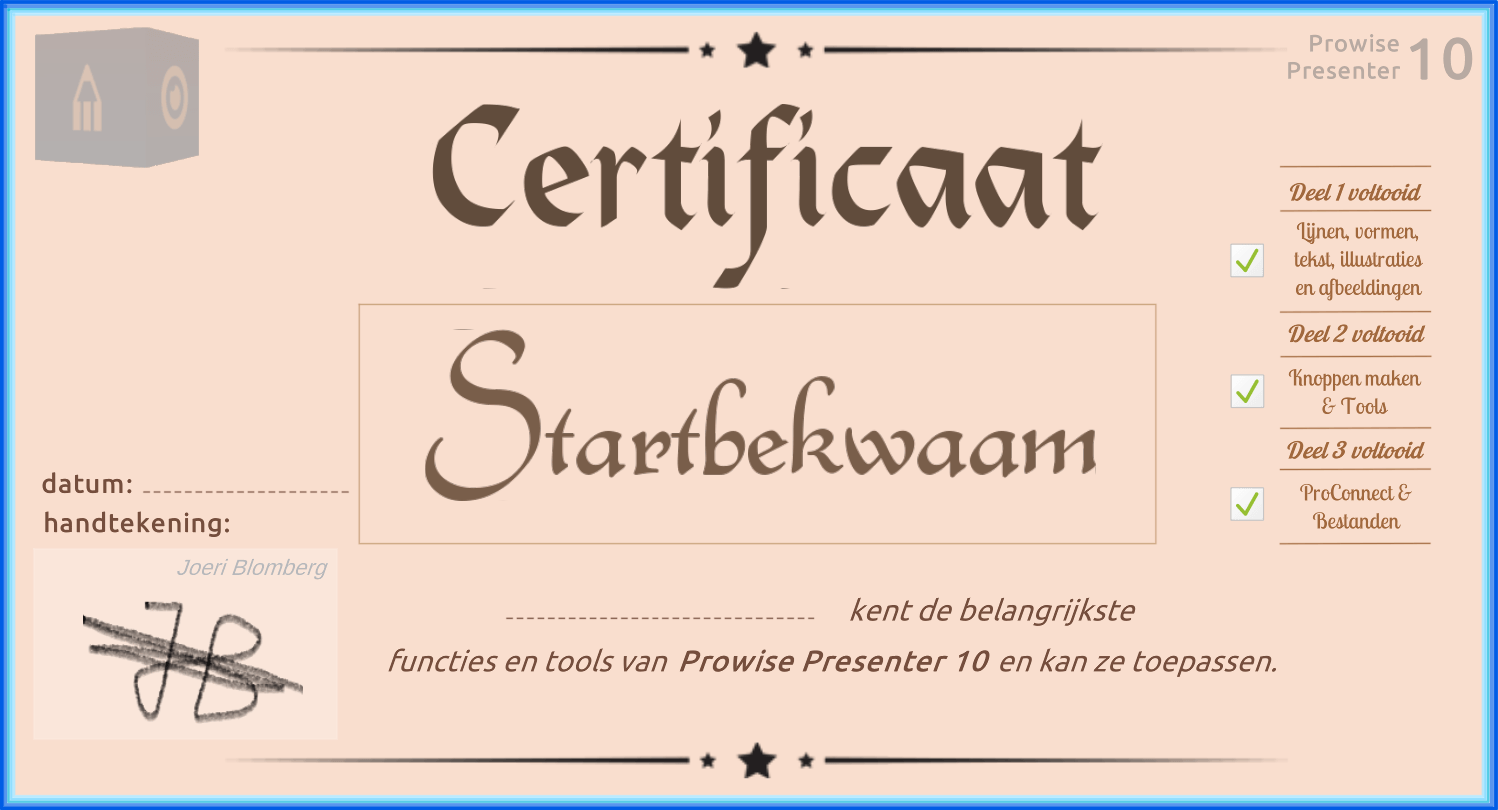 Certificaat deel 1. Startbekwaam