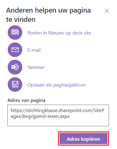 Publicatie van je pagina
