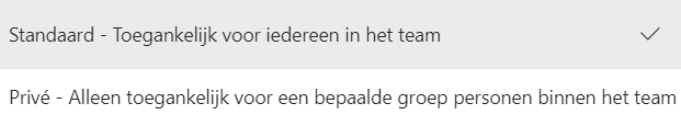 Standaard of Privé kanaal instellen